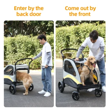 Large Dog Stroller 4 Wheel Pet Trolley Carrier Foldable 2