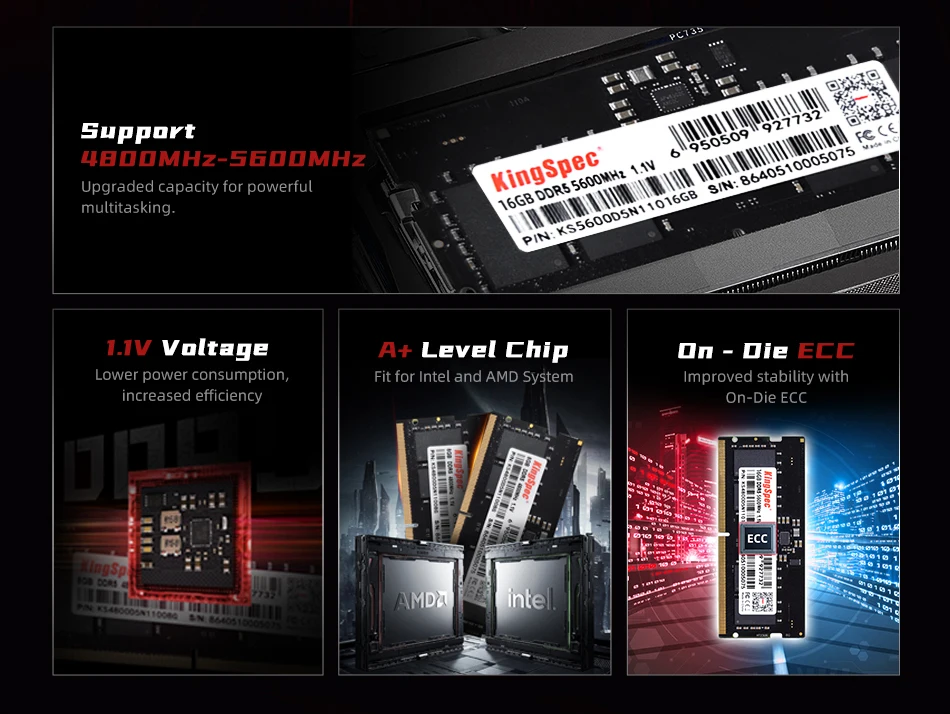 Kingspec 16Gb Ddr5 RAM 5600Mhz Laptop Memory 7