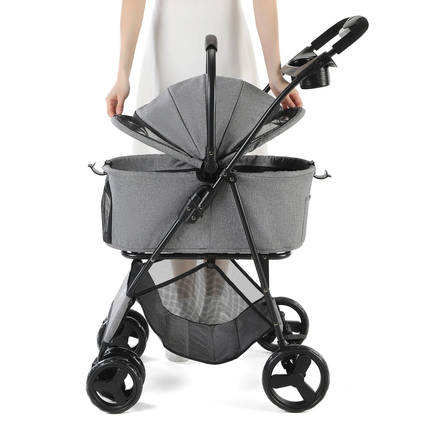 3 In 1 Pet Stroller with Removable Carrier Folding 15