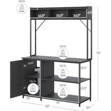 90 Gallon Aquarium Stand with LED Lights Cabinet Storage 2