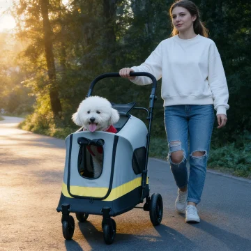 2-Size One-Click Folding Dog Stroller 4-Wheel Jogger 2
