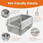 Stainless Steel Cat Litter Box Semi Open High Sided Pan 6 | PricZone