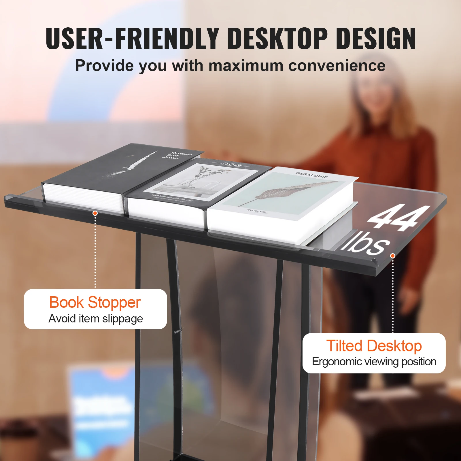 Clear Acrylic Podium Stand with Storage Shelf 5 | PricZone Clear Acrylic Podium Stand with Storage Shelf 5 | PricZone