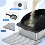 Jhk Stainless 24In Steel Cat Litter Box with Lid Large 4 | PricZone