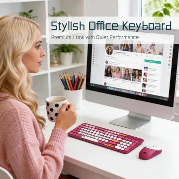 Wireless Keyboard and Mouse Combo with Cleaning Brush 2