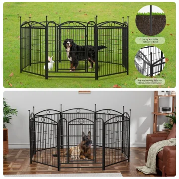 32" Heavy Duty Metal Dog Playpen with Doors 8 Panels 2