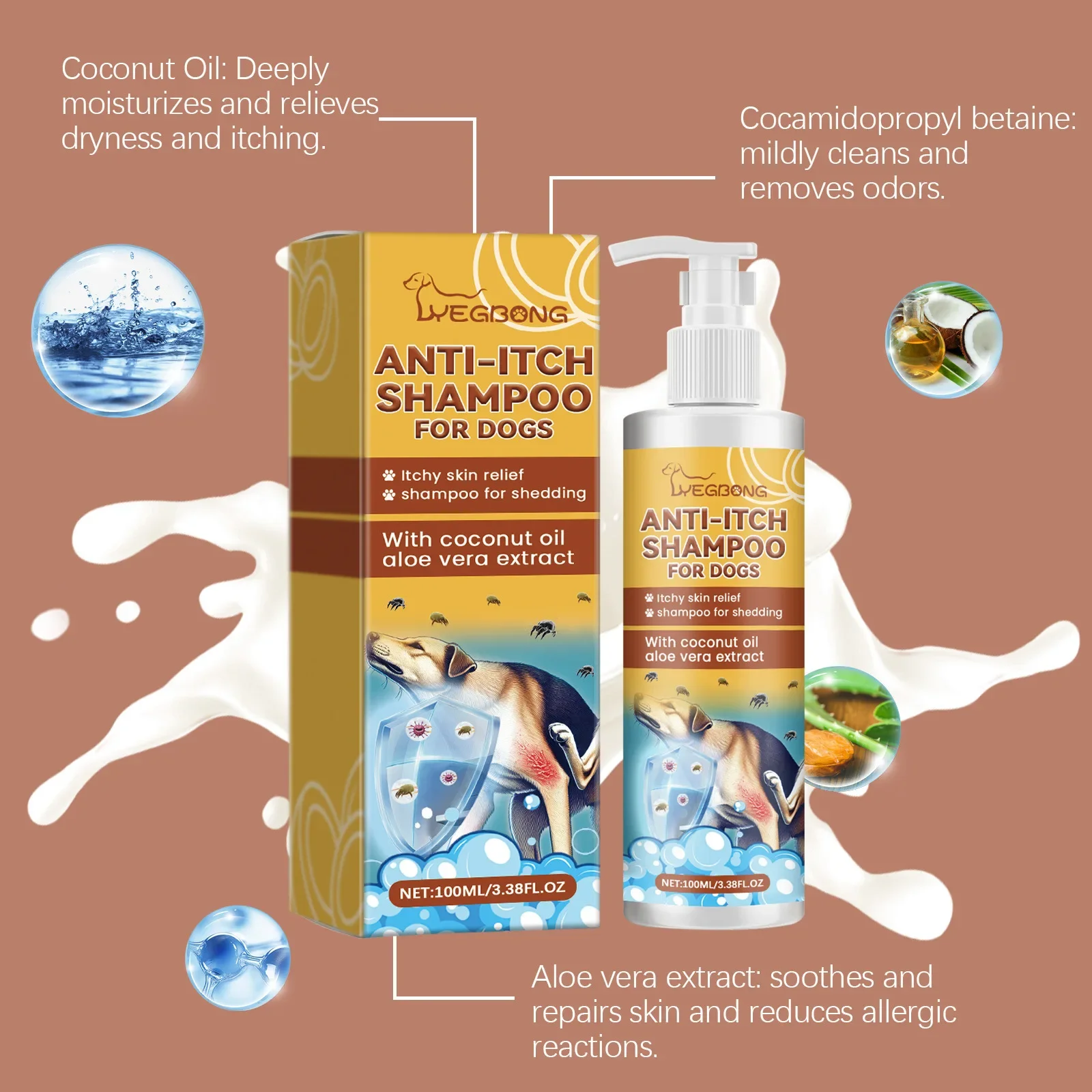 Dog Shampoo Conditioner Moisturizing for Sensitive Skin pH 12