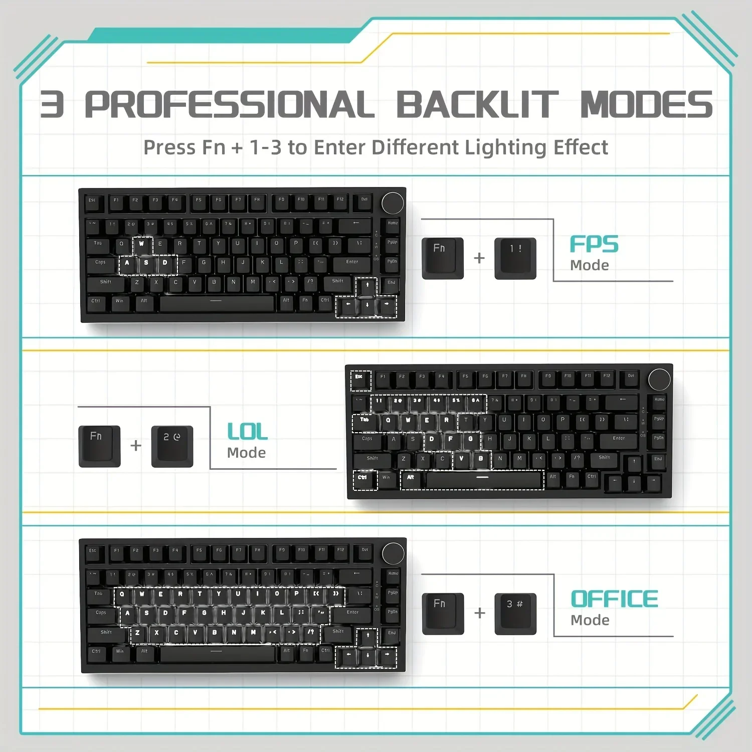 Ajazz Ak820 Wired Mechanical Keyboard with Rotary Volume 6 | PricZone Ajazz Ak820 Wired Mechanical Keyboard with Rotary Volume 6 | PricZone