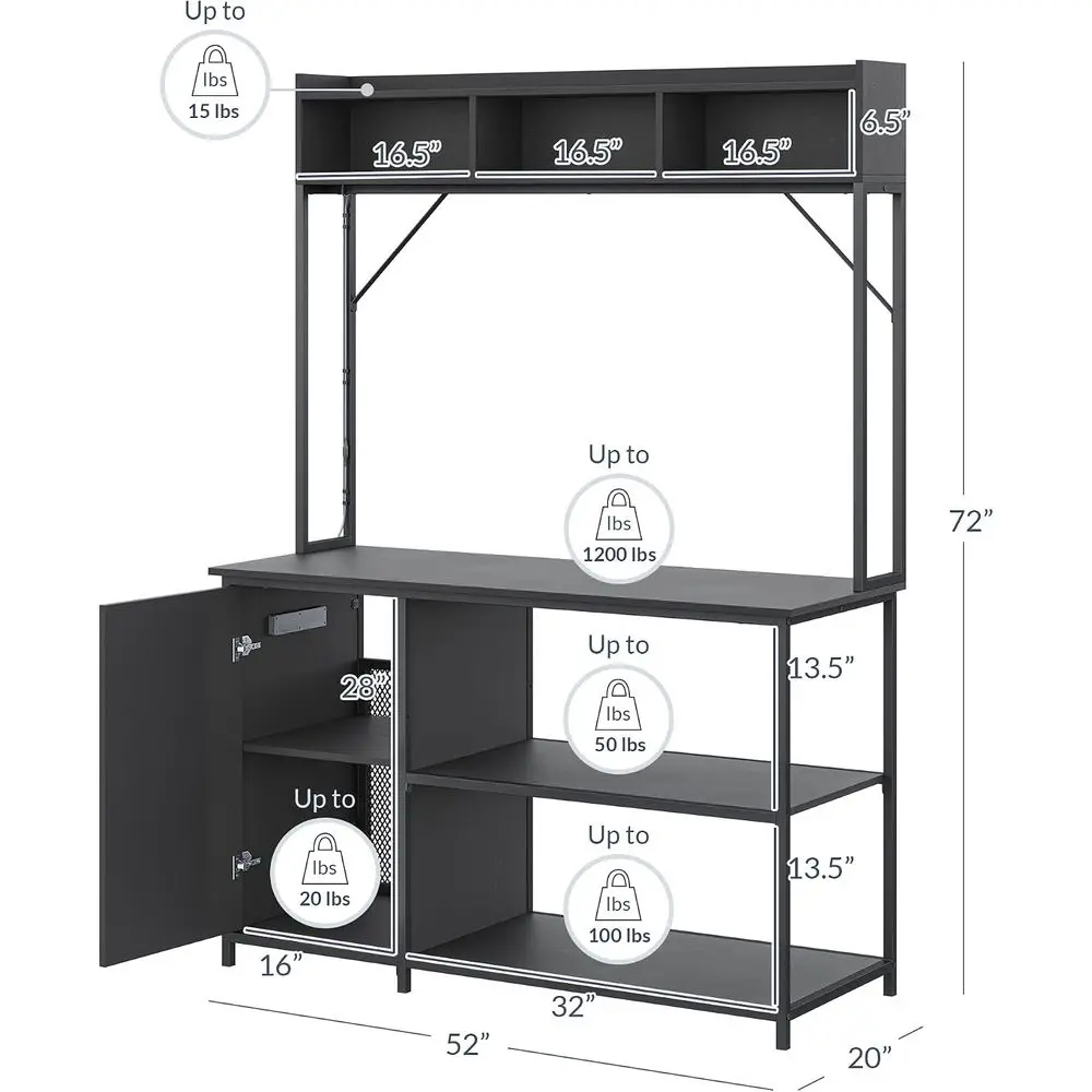 90 Gallon Aquarium Stand with LED Lights Cabinet Storage 8