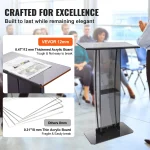 Clear Acrylic Podium Stand with Storage Shelf 4 | PricZone Clear Acrylic Podium Stand with Storage Shelf 4 | PricZone