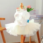 Spring Summer Tutu Dog Wedding Party Dress with 3D Flower 4 | PricZone