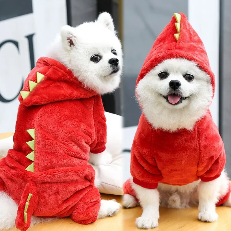 Dinosaur Dog Fleece Jumpsuits Winter Coat for Small Dogs 4 | PricZone Dinosaur Dog Fleece Jumpsuits Winter Coat for Small Dogs 4 | PricZone