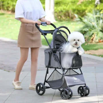 3 In 1 Pet Stroller with Removable Carrier Folding 2