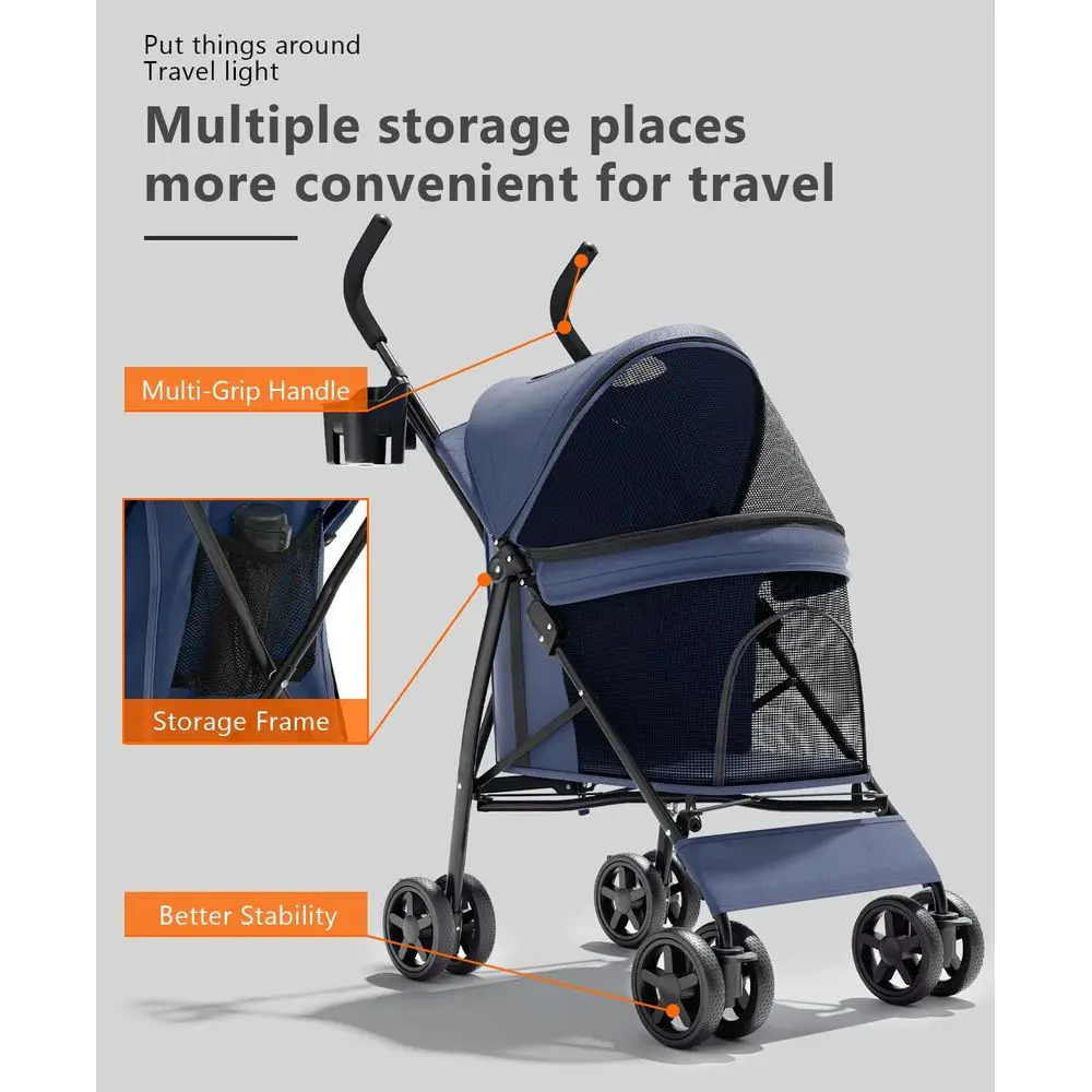 4Wheel Pet Stroller Or Small Medium Pets Navy Blue 3 | PricZone 4 Wheel Pet Stroller Or Small Medium Pets Navy Blue 3 | PricZone