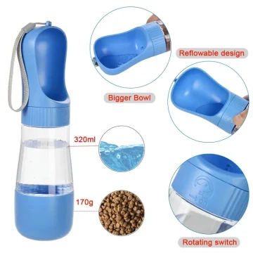 320Ml Dog Water Bottle with Food Container Travel 2 In 1 2