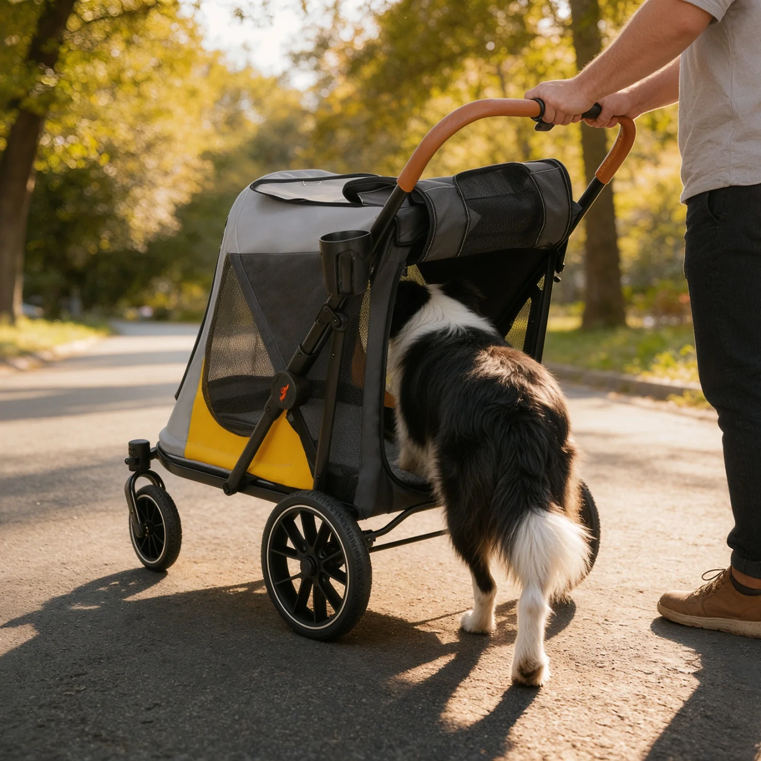 4-Wheel Dog Stroller for Large Dogs Up to 42 kg One-Click 17