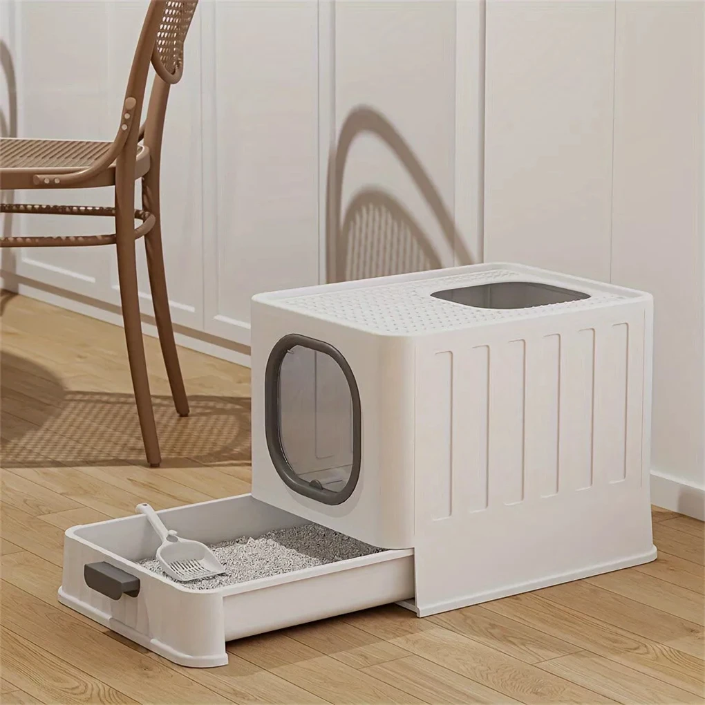 Leak-Proof Enclosed Cat Litter Box Pull-Out Drawer Kitten 11