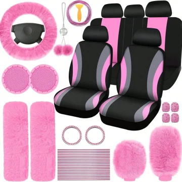 Piece Luxury Car Seat Cover Set with Soft Fluffy Steering 1