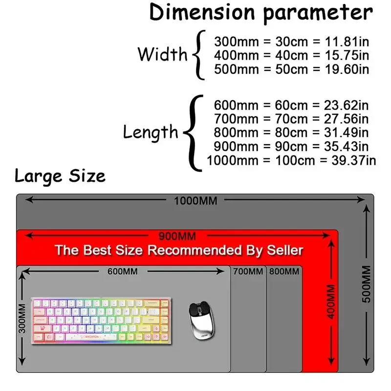 Gray Large/Small Overlocked Mousepad XXL Desktop Gaming Mat 17
