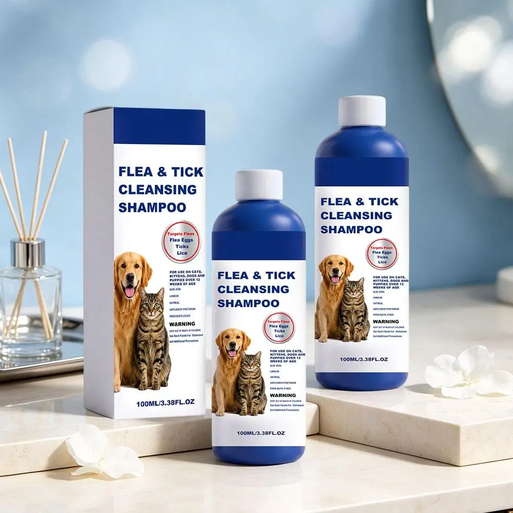 100Ml Pet Flea Tick Cleansing Shampoo Gentle Soothing 12