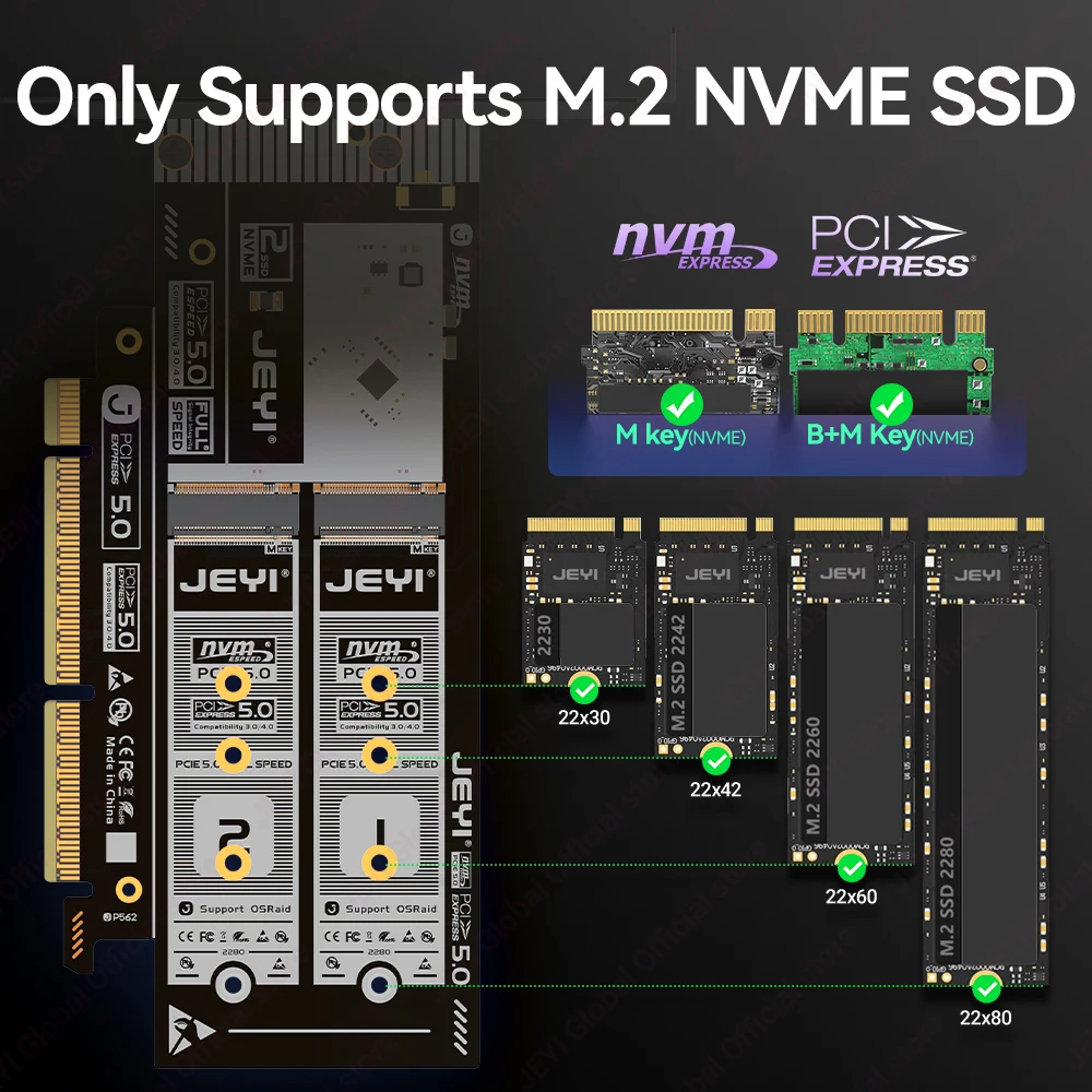 Jeyi 2Bay M2 Nvme SSD Pcie 50 X16 Expansion Card 4 | PricZone Jeyi 2 Bay M2 Nvme SSD Pcie 50 X16 Expansion Card 4 | PricZone