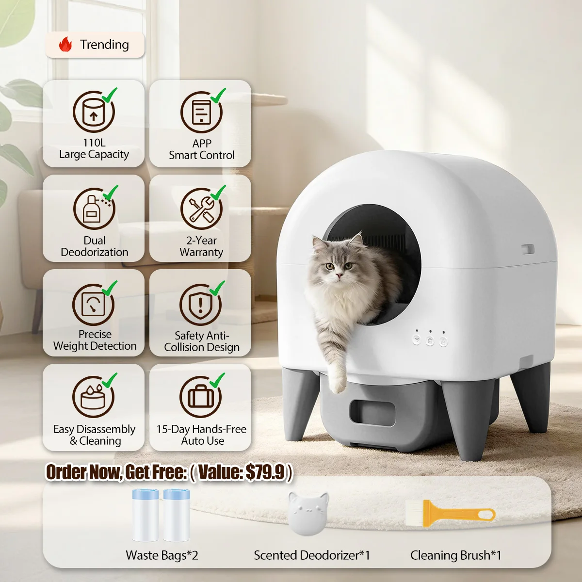 95L Automatic Smart Cat Litter Box Self Cleaning Fully 2 | PricZone 95L Automatic Smart Cat Litter Box Self Cleaning Fully 2 | PricZone