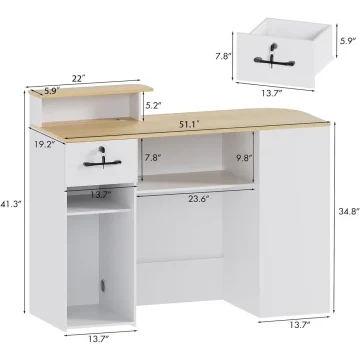 Metal Reception Desk with LED Lighting and Concealed Outlet 2 | PricZone
