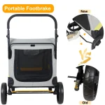 Premium Dog Stroller Pram 4 Wheel Foldable Cart Travel Walk 7 | PricZone