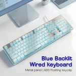 Ice Blue Backlit Gaming Keyboard with Pudding Keycaps Metal 4 | PricZone