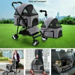 Pet Dog Stroller Foldable Travel Carrier Strolling Cart Cat 5 | PricZone