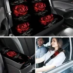 19Pc Red Rose Car Seat Cover Set with Floor Mats 2 | PricZone
