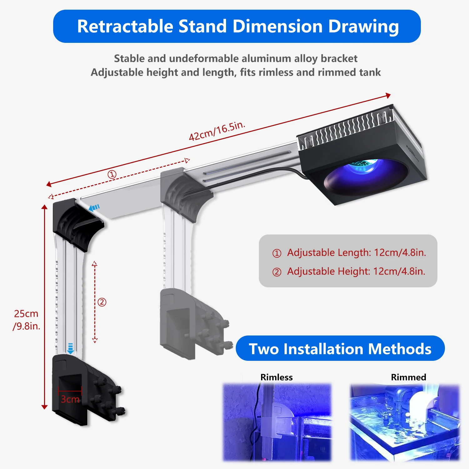 Popbloom Rl90 WiFi Reef Aquarium Light 100W Marine LED Full 20