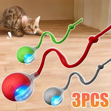 Rechargeable Interactive Cat Ball Toy with Faux Tail 1 | PricZone
