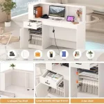 LED Reception Desk with Power Outlets L Shaped 4 | PricZone