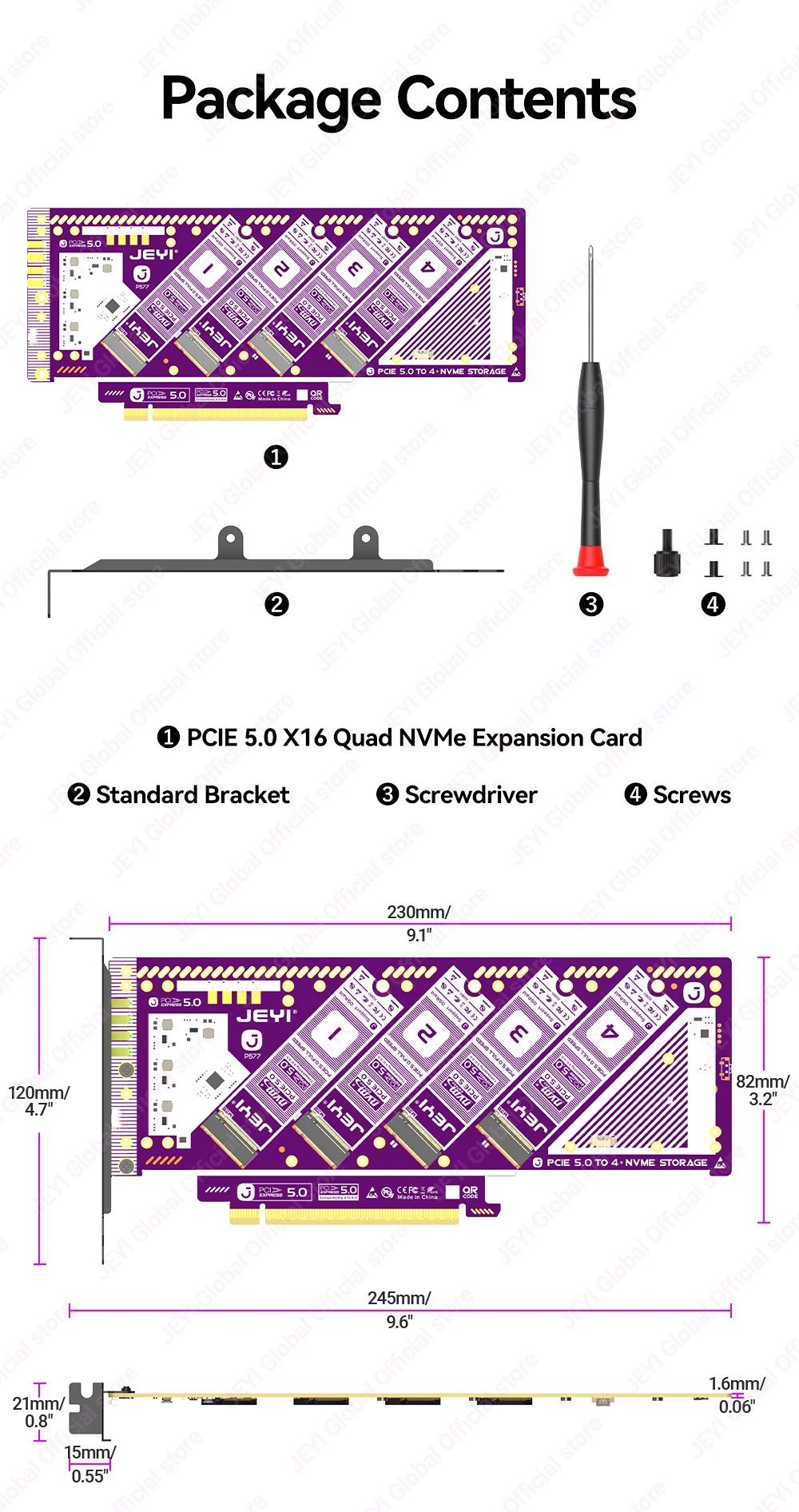 Jeyi Pcie 5.0 X16 Quad M.2 Expansion Card with 4-Bay Nvme 19
