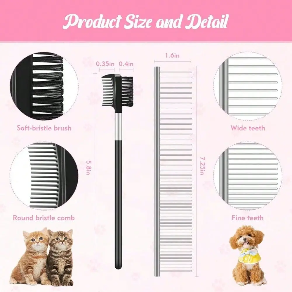 Pet Grooming Comb 6-Pack Stainless Steel Flea for Dogs Cats 10