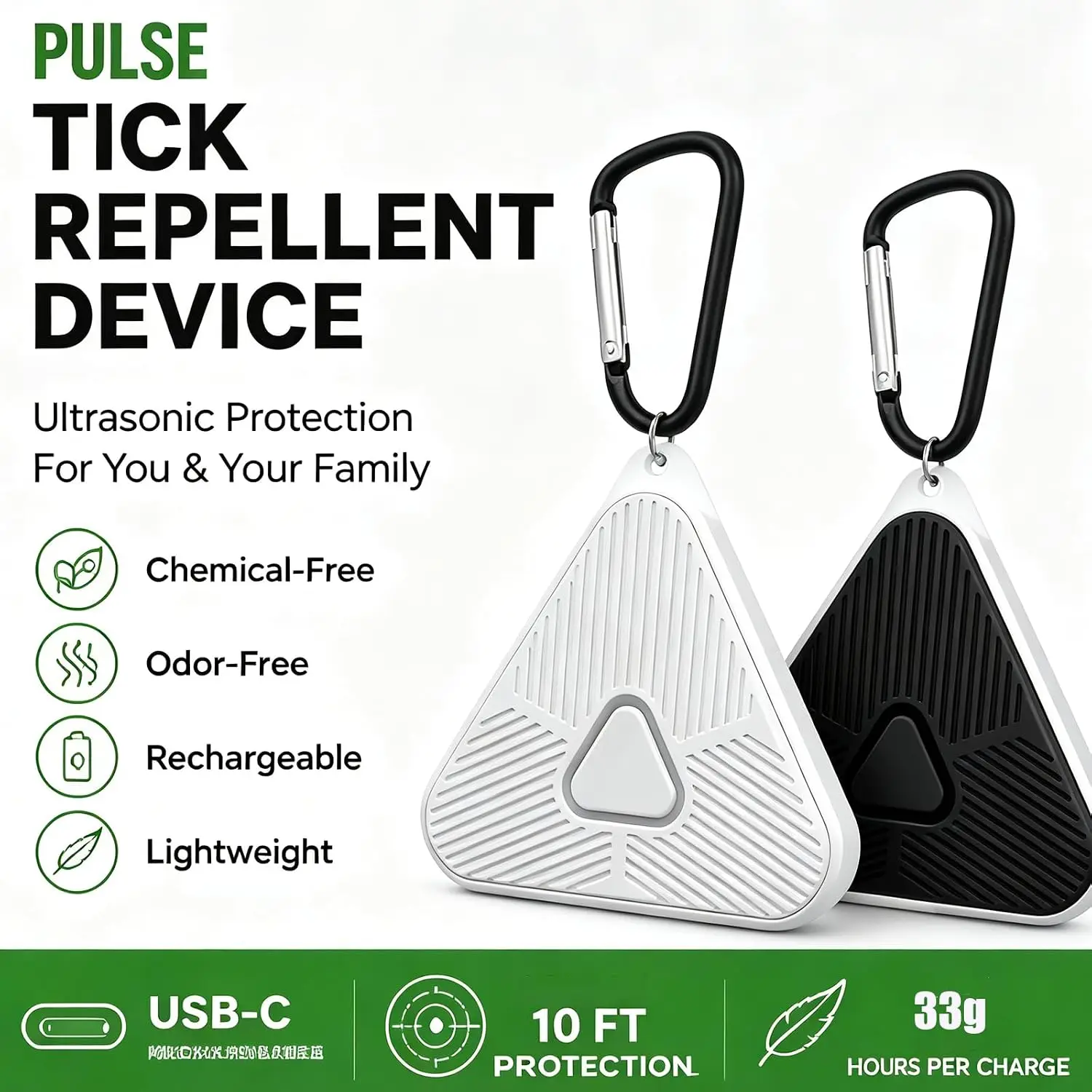 Pulse Tick Repellent Device USB-C Rechargeable Ultrasonic 9