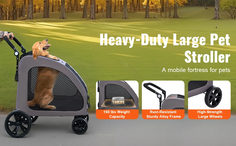 Succebuy Pet Stroller Puppy Carrier W/ Breathable Mesh 14