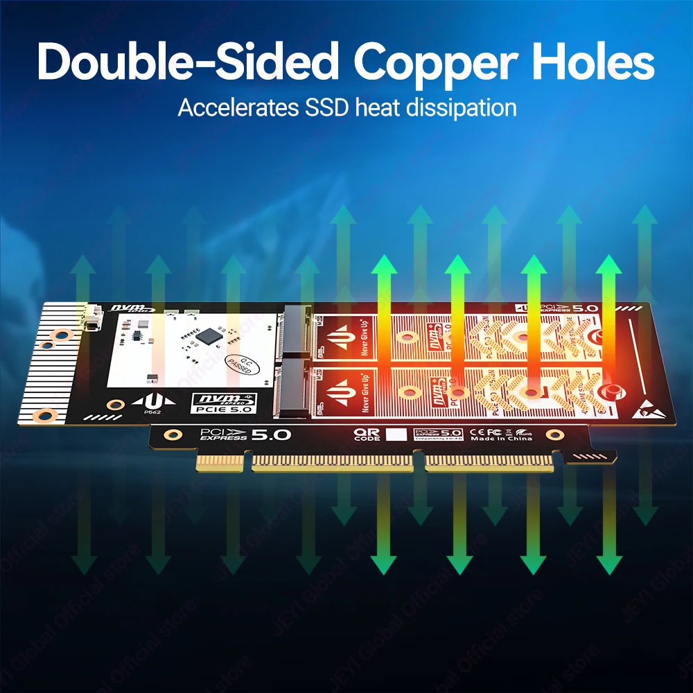 Jeyi 2Bay M2 NVMe PCIe 50 X16 Expansion Card 5 | PricZone Jeyi 2 Bay M2 NVMe PCIe 50 X16 Expansion Card 5 | PricZone