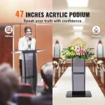 Acrylic Floor Standing Podium Stand with Storage Shelf 2 | PricZone