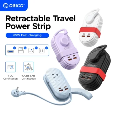 Orico 65W GaN Fast Charging Travel Power Strip with 3 AC 1 | PricZone