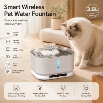 Cordless Cat Water Fountain 3.5L 8000Mah Rechargeable 2