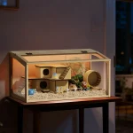 Large Wooden Hamster Cage Clear Tempered Glass Pet Small 6 | PricZone
