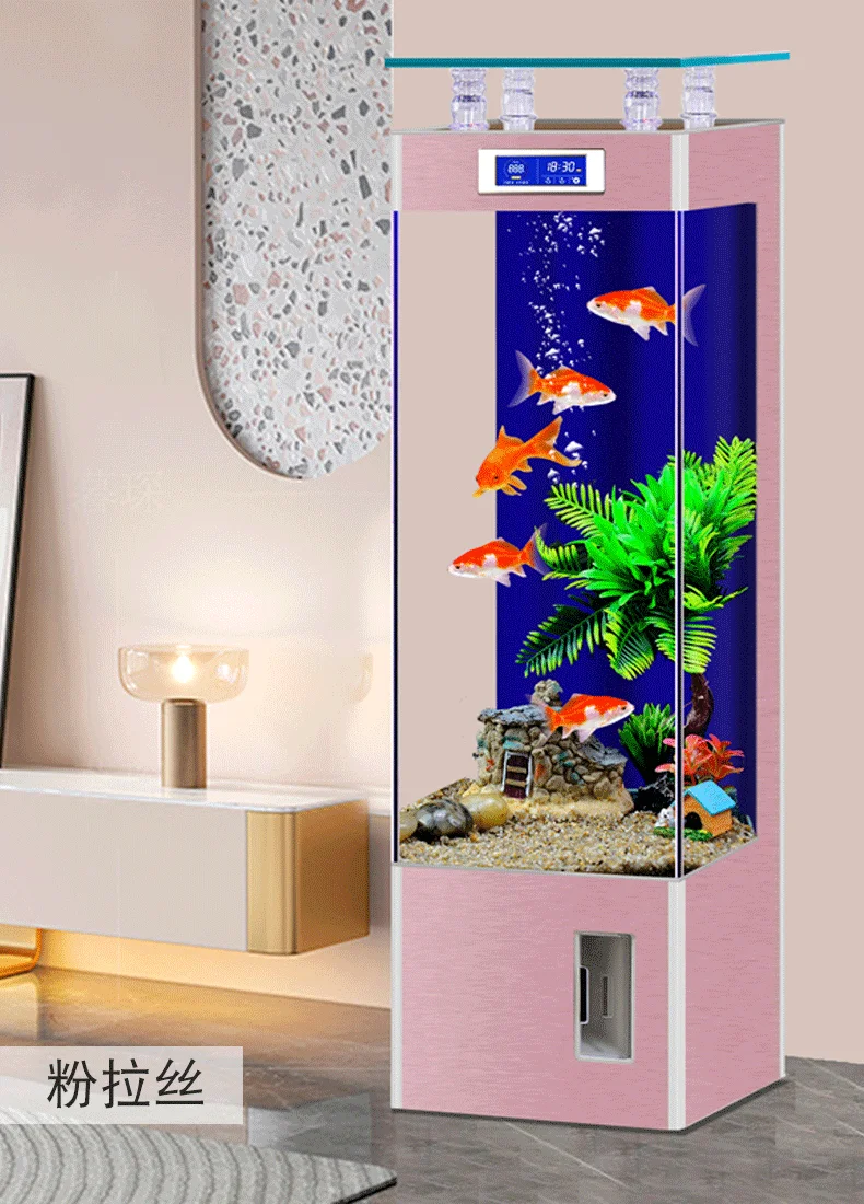 Hys Glass Fish Tank Living Room Small Household Vertical 21