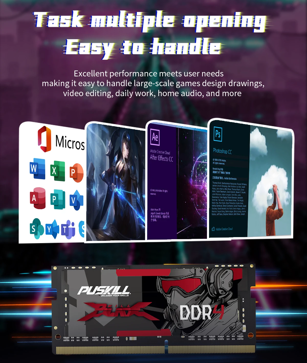 Puskill DDR4 Notebook RAM 4GB-32 GB SODIMM Memory 12