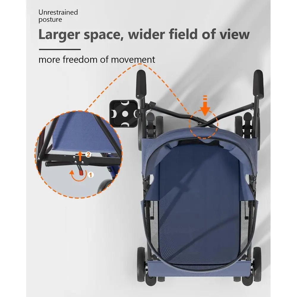 4Wheel Pet Stroller Or Small Medium Pets Navy Blue 2 | PricZone 4 Wheel Pet Stroller Or Small Medium Pets Navy Blue 2 | PricZone