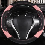 NonSlip Leather Car Steering Wheel Cover Pink Universal 6 | PricZone Non Slip Leather Car Steering Wheel Cover Pink Universal 6 | PricZone