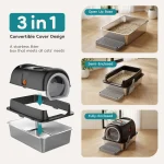 Jhk 24In Stainless Steel Cat Litter Box with Fully Enclosed 3 | PricZone