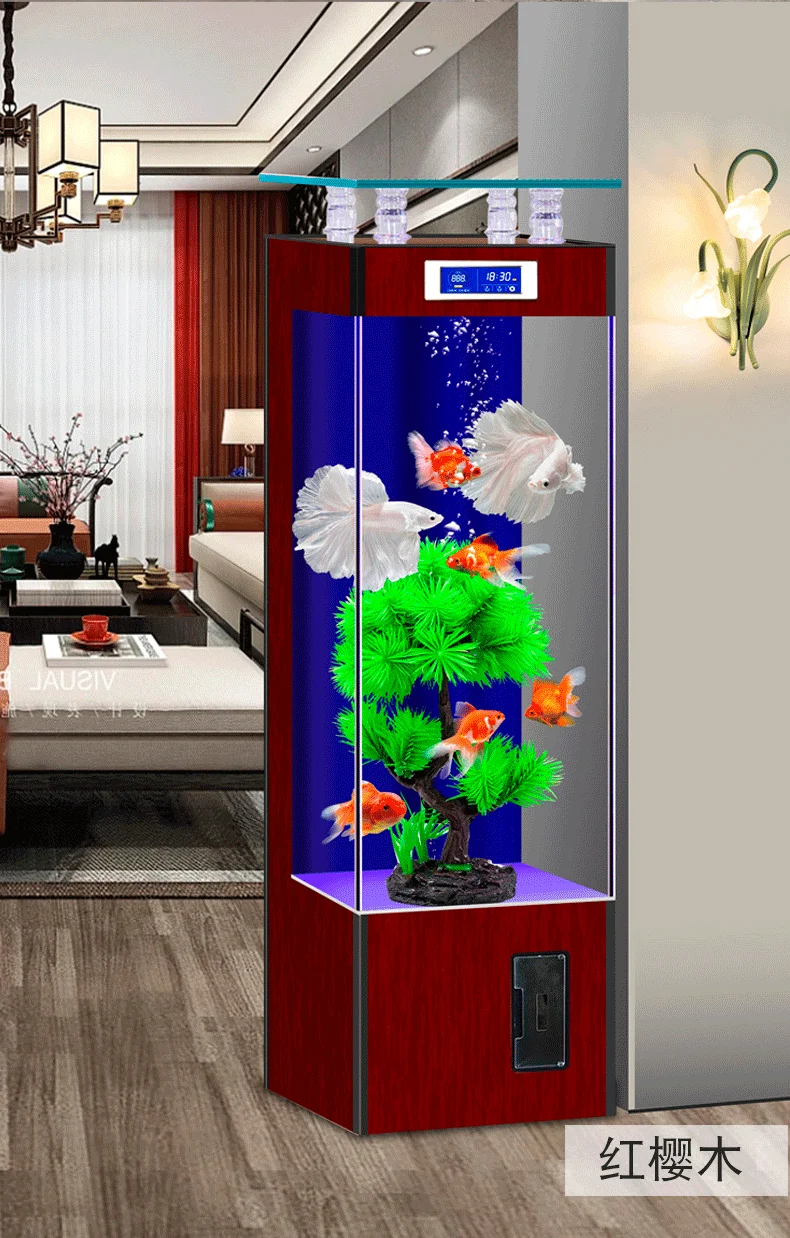 Hys Glass Fish Tank Living Room Small Household Vertical 19