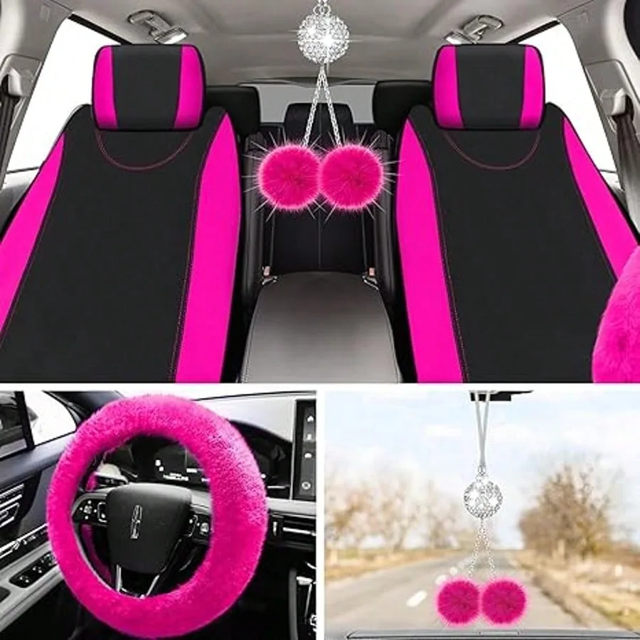 17Pcs Car Seat Cover Full Set for Women Universal Fit 3 | PricZone 17Pcs Car Seat Cover Full Set for Women Universal Fit 3 | PricZone